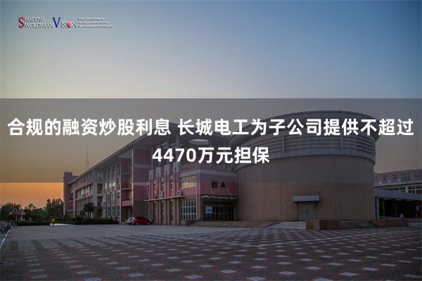 合规的融资炒股利息 长城电工为子公司提供不超过4470万元担保