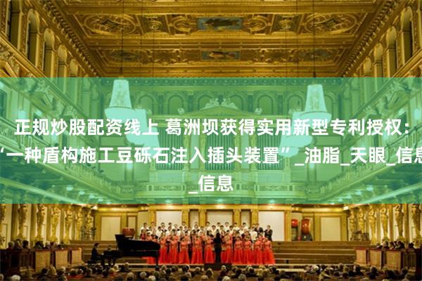 正规炒股配资线上 葛洲坝获得实用新型专利授权：“一种盾构施工豆砾石注入插头装置”_油脂_天眼_信息